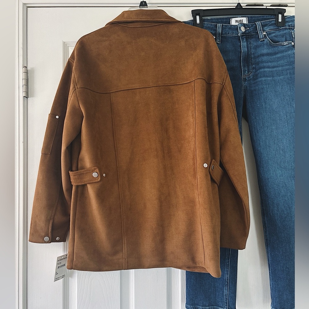 Rebecca Minkoff Chestnut Brown Suede-Effect Snap Jacket - Picture 9 of 11